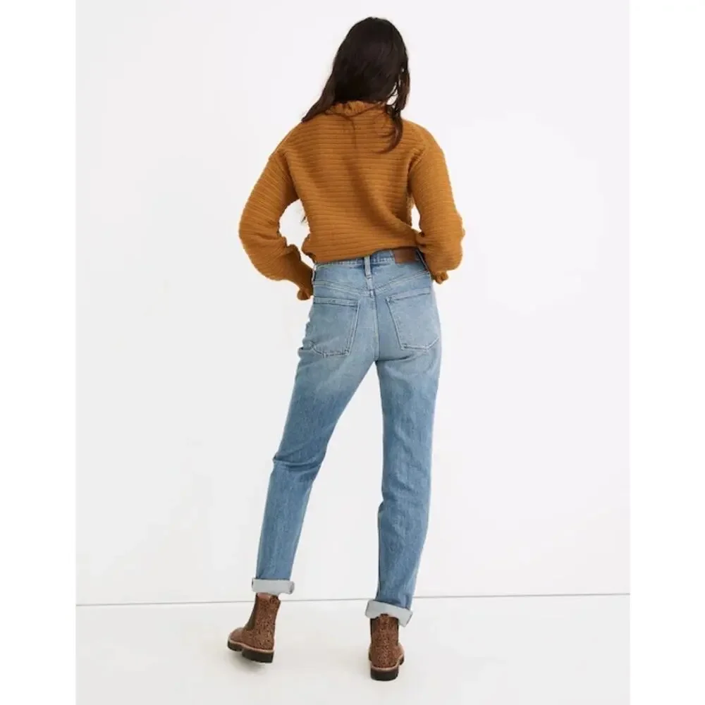 Madewell The High Rise Slim Boyjean in Neal Wash Blue Jeans Size 25